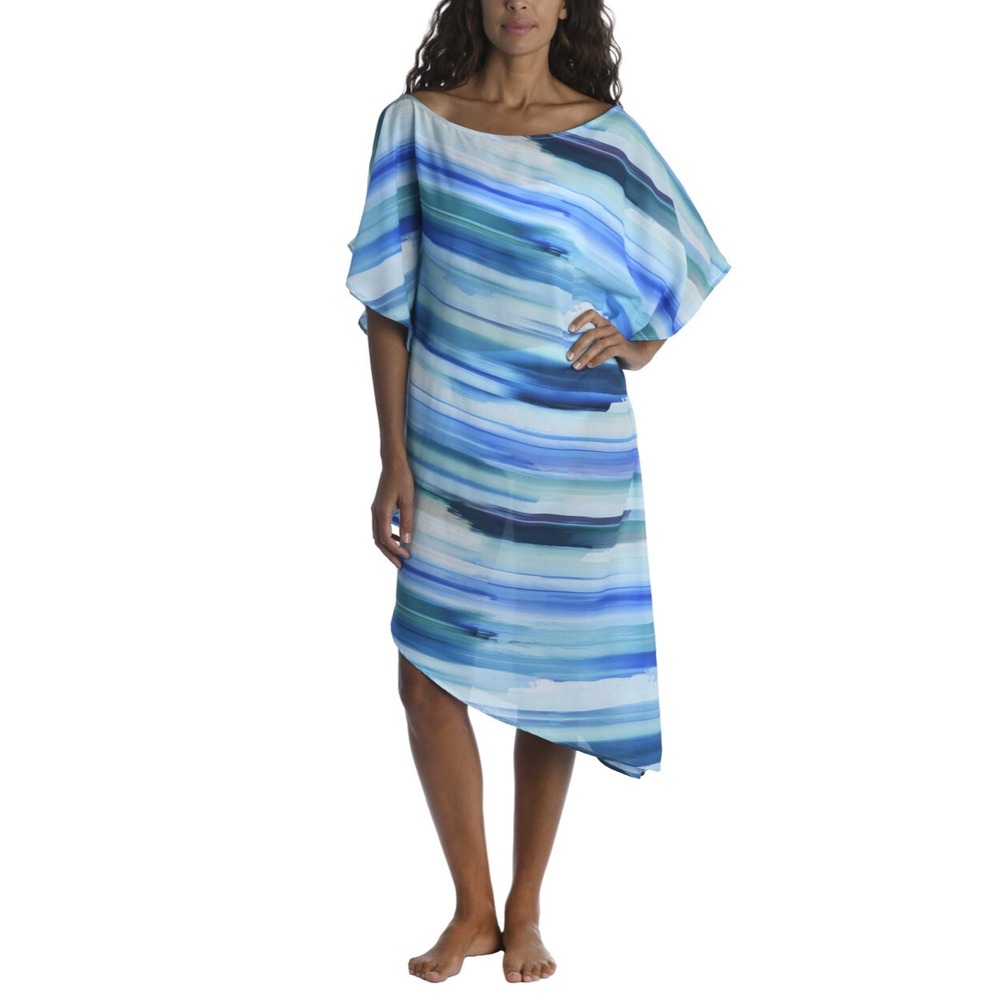La Blanca Women's Ocean Tides Asymmetrical Cover Up Tunic Size L A005662